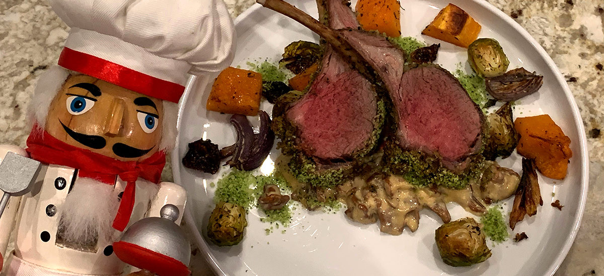 Herb Crusted Rack of Lamb & Chanterelle Cream Sauce