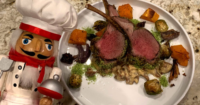 Herb Crusted Rack of Lamb & Chanterelle Cream Sauce