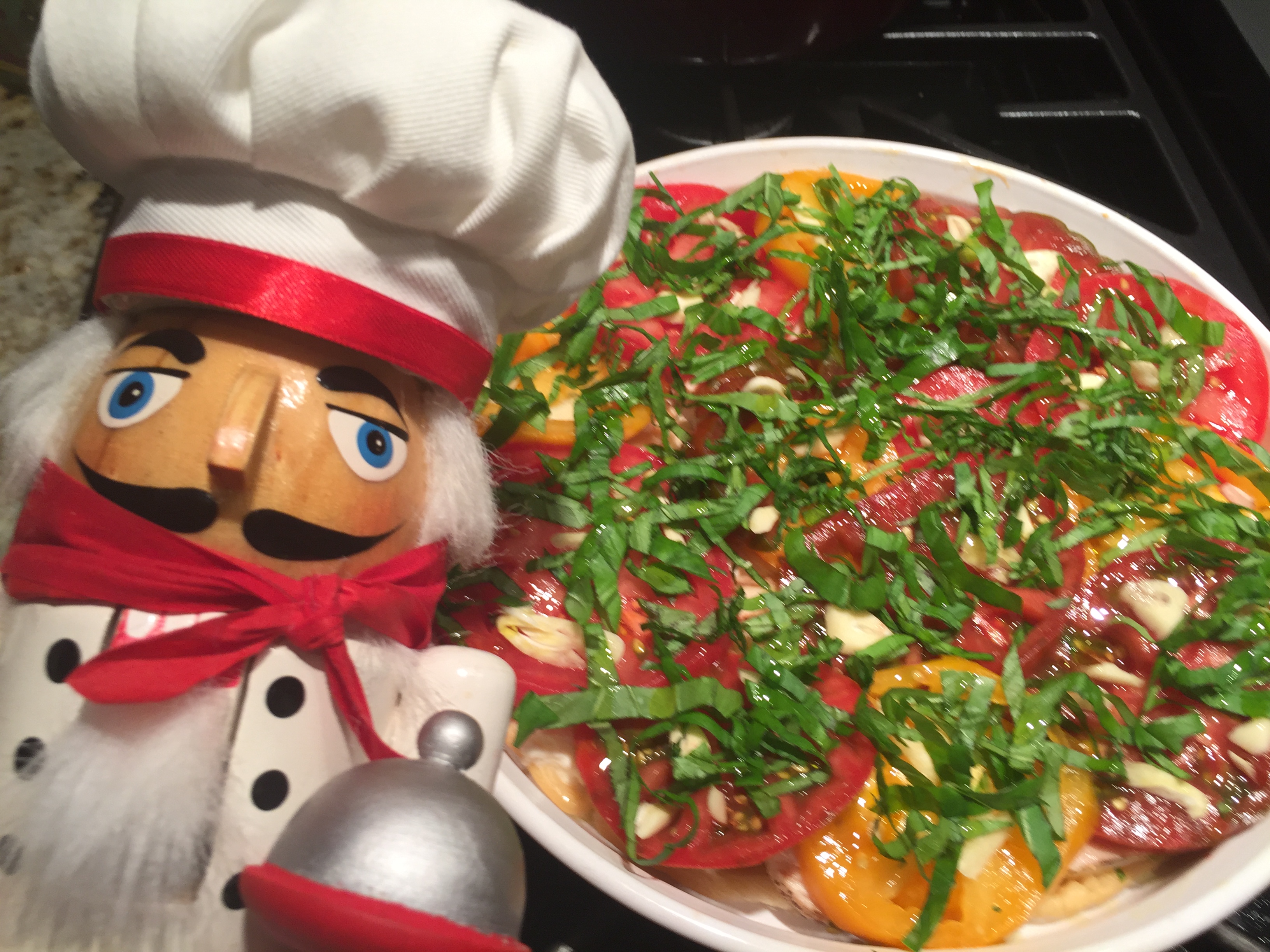 tomato basil chicken tart