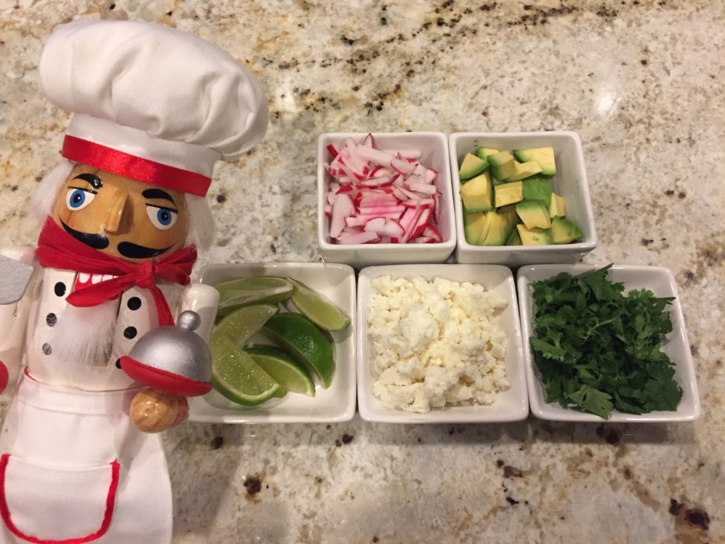 what type of garnish do you use for chicken Pozole or Posole