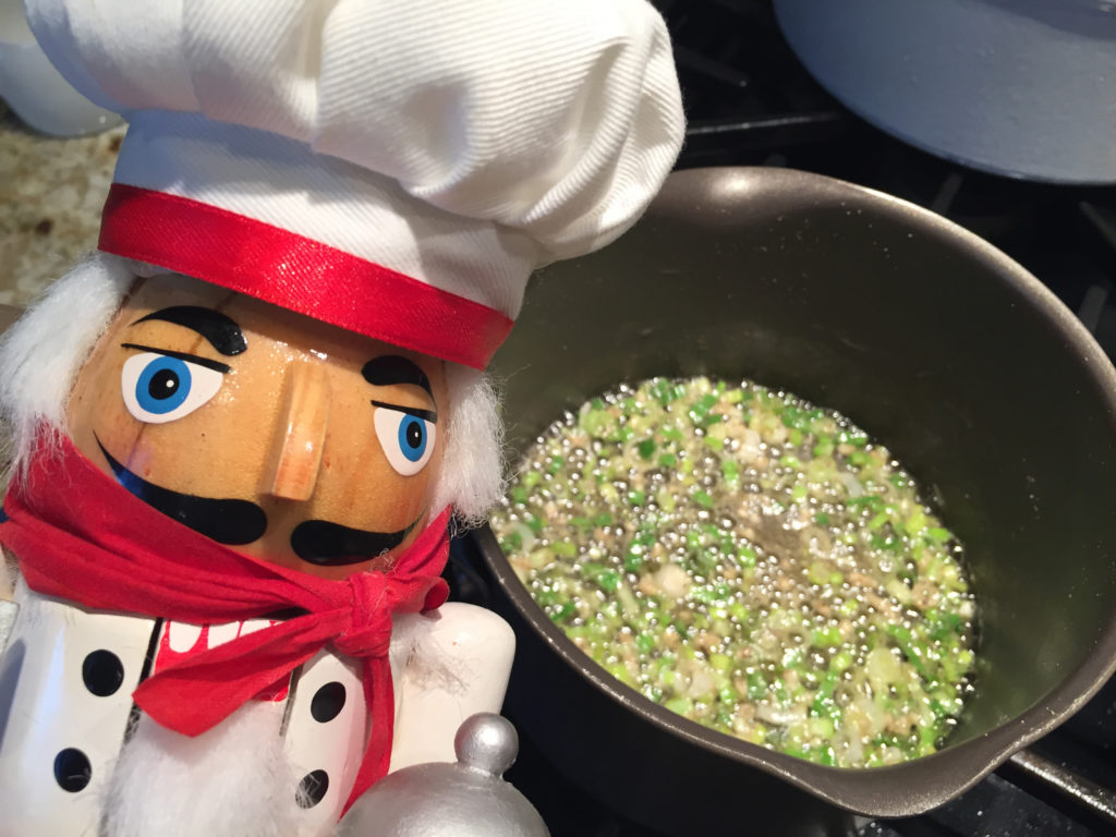 Pepe sautés scallions