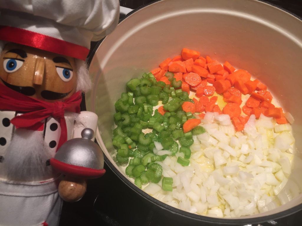 onions, celery and carrots (mirepoix)