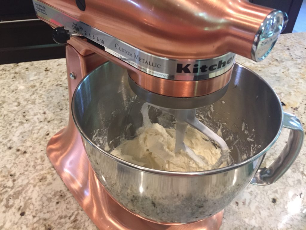 mixing cream cheese filling for tart