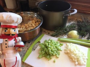 chop onions & celery for stuffing