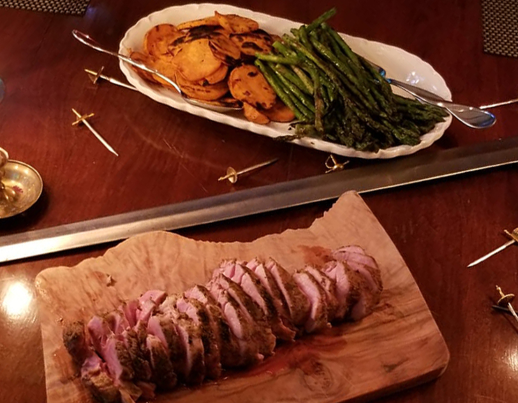 Grilled sweet potatoes, asparagus & pork tenderloin medieval