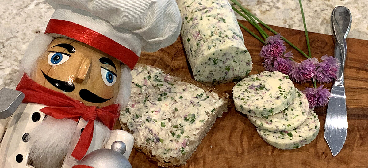Chive Compound Butter with Blossoms