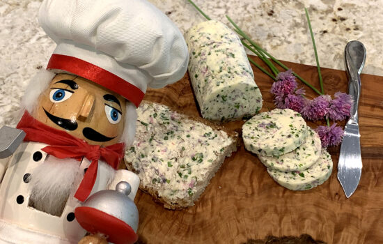 Chive Compound Butter with Blossoms