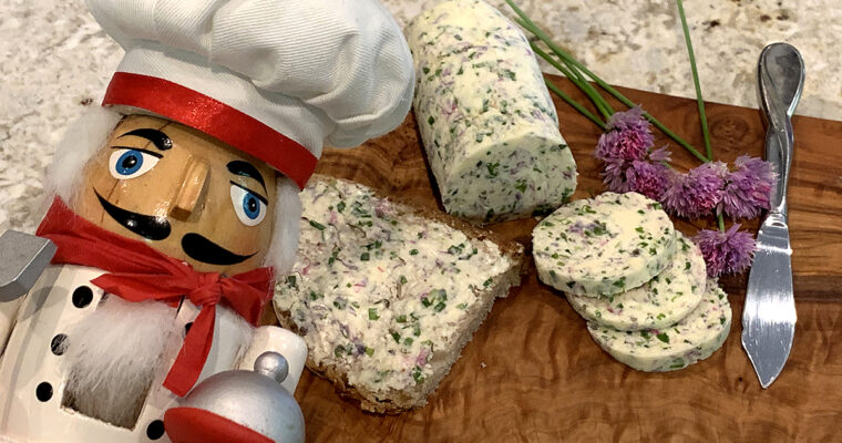 Chive Compound Butter with Blossoms