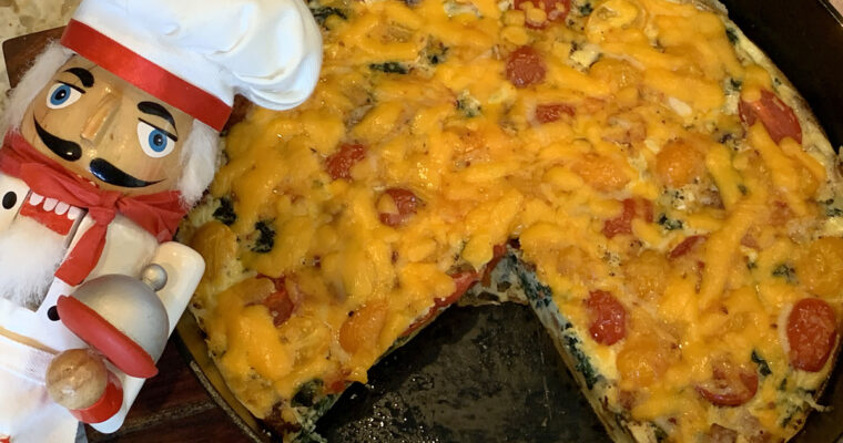 Bacon Tomato & Hash Brown Frittata with Stinging Nettles